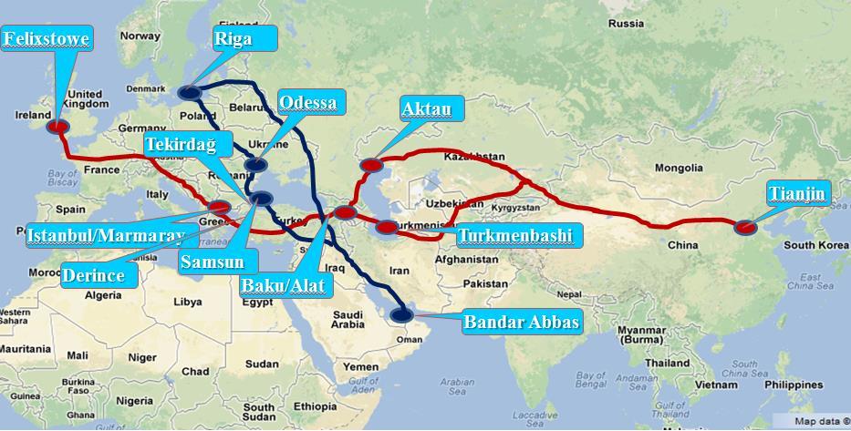Trans-Caspian East-West Middle Corridor WHY TRANS-CASPIAN/MIDDLE CORRIDOR? 1. Huge trade volume between Asia and Europe: 600 Billion-1 Trillion US$ Trade Volume 2.