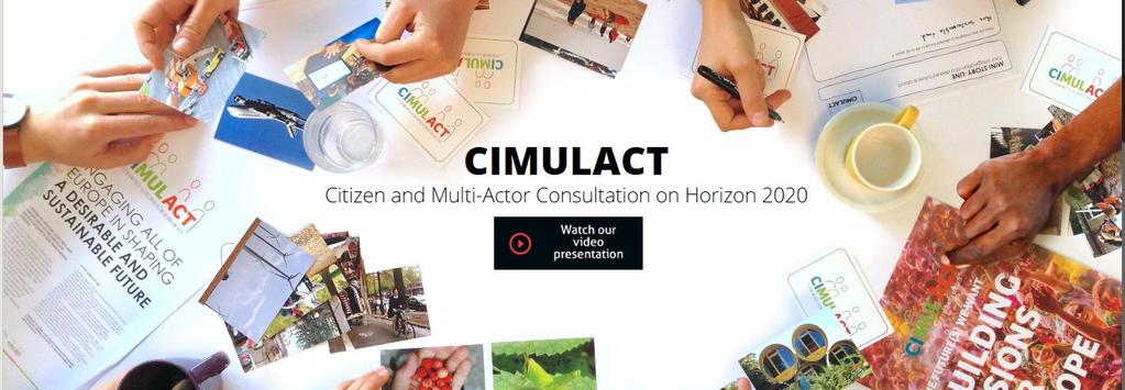 Full documentation 48 research scenarios CIMULACT overview and info-guide CIMULACT_vision catalogue (179 visions) CIMULACT_SocialNeeds The visions were analysed and 48 social needs, in 12 clusters,