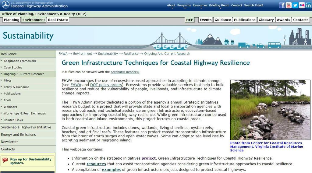 Shoreline Approaches Resource: Federal Highway Administration Green Infrastructure www.fhwa.dot.