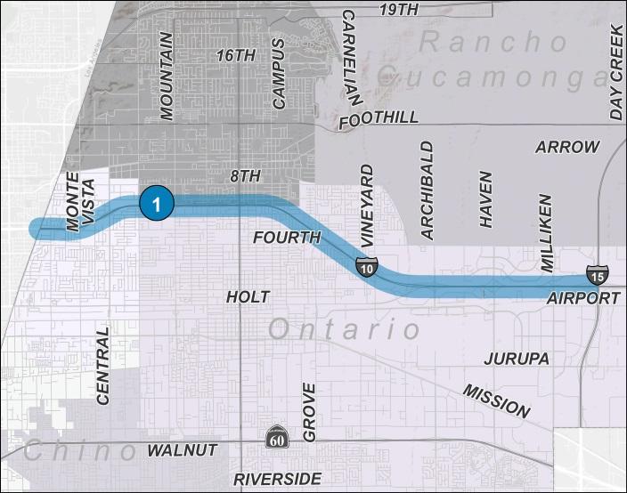 Phase: Design/ROW I-10 Corridor Type: Mainline I-10 CORRIDOR (CONTRACT 1) This project provides express lanes along the I-10 in each direction from the Los Angeles County line to I-15, approximately