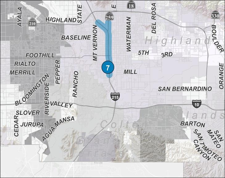 Phase: Landscape I-215 Corridor Type: Mainline I-215 WIDENING SEGMENT 2 LANDSCAPE Project involves landscape replacement in the City of San Bernardino along I-215 from the 5 th Street Overcrossing to