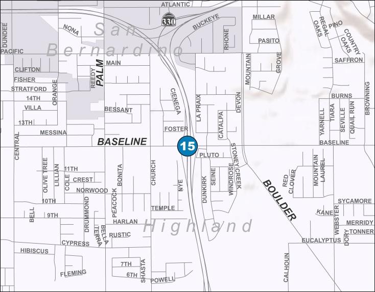 SR-210 SR-210 / BASE LINE Phase: Design/ROW Type: Interchange The project will widen Base Line at the SR-210 Interchange as well as widen the existing westbound on and off-ramps, and eastbound
