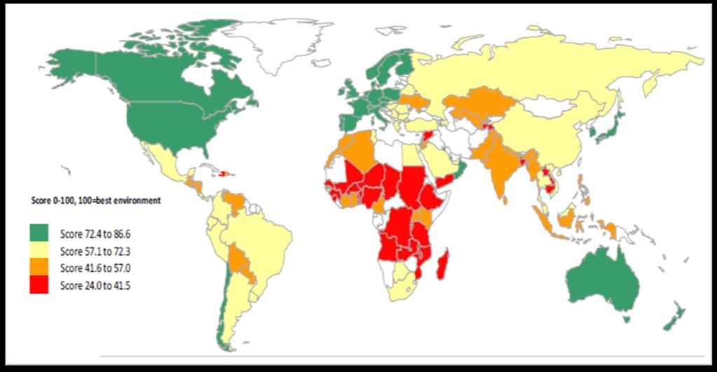 Food Security Index Source: Agricolleges International Africa has lowest agricultural productivity and highest