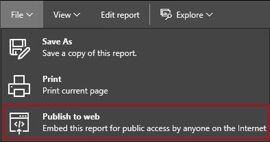 Publish to web Easily embed interactive Power BI reports into web page