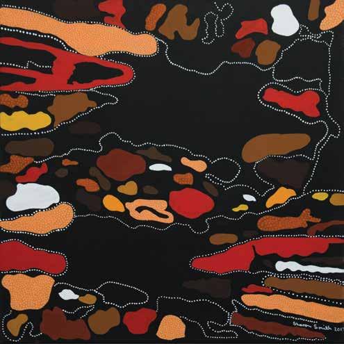 Sharon Smith is an Aboriginal artist from the Wiradjuri Nation, whose paintings thematically express her heritage and culture and work as an affirmation of her identity.