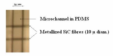 microfluidic structures manufactured in PDMS a) Contact