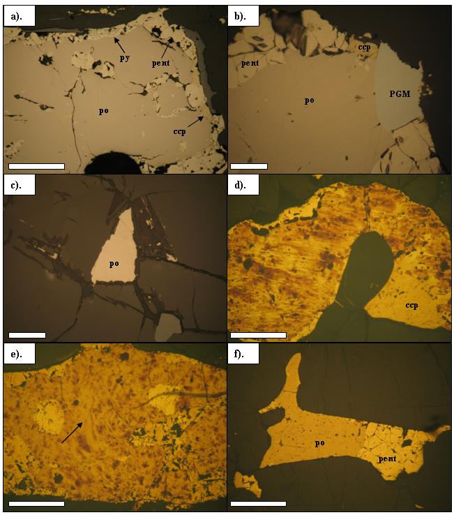 Chapter 4: Pyrrhotite Mineralogy Figure 4.1: Photomicrographs of Impala Merensky Reef pyrrhotite shown in RPL.