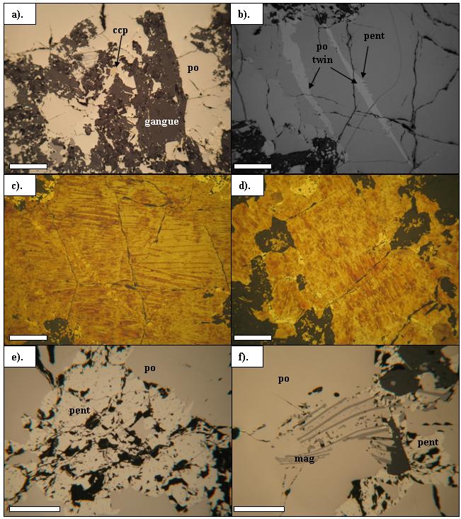 Chapter 4: Pyrrhotite Mineralogy Figure 4.7: Photomicrographs of Sudbury Gertrude pyrrhotite shown in RPL and XPRL (b).