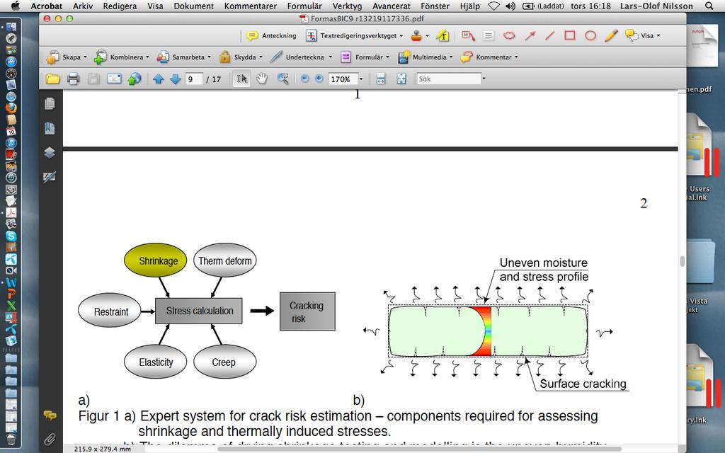 Figure 1 a) Expert system for crack risk estimation components required for assessing shrinkage and thermally induced stresses.