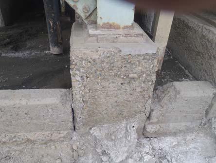 concrete plinths (Figures 12-14). However the concrete plinths themselves experience levels of deterioration which result in surface wear or cracking. Figure 15.