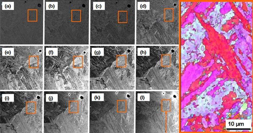micrographs with high crystallographic contrast even under conditions available in a standard SEM. Fig.