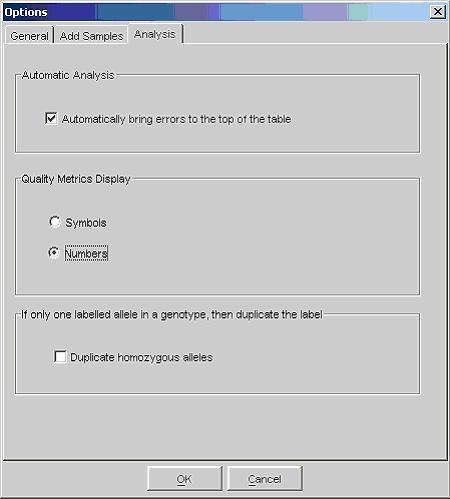 Chapter 5 Troubleshooting To switch sizing quality views in GeneMapper software: 1. Select Tools > Options, then select the Analysis tab. 2. Under Quality Metrics Display, select Numbers. 3.