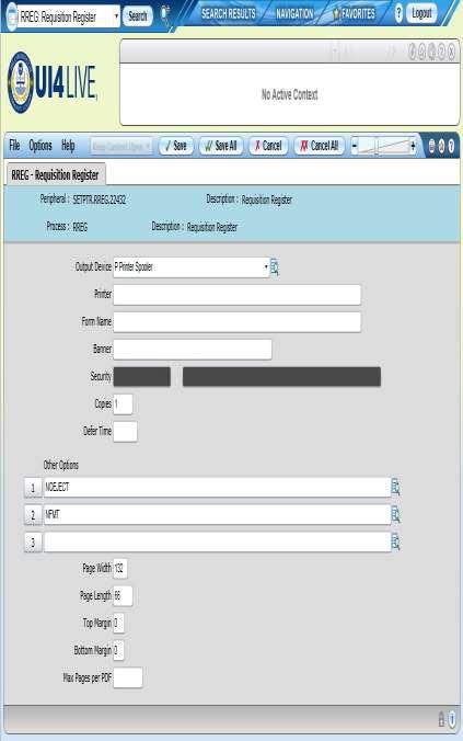 Requisition Register (RREG) With this screen you can determine how you want to view your search results.