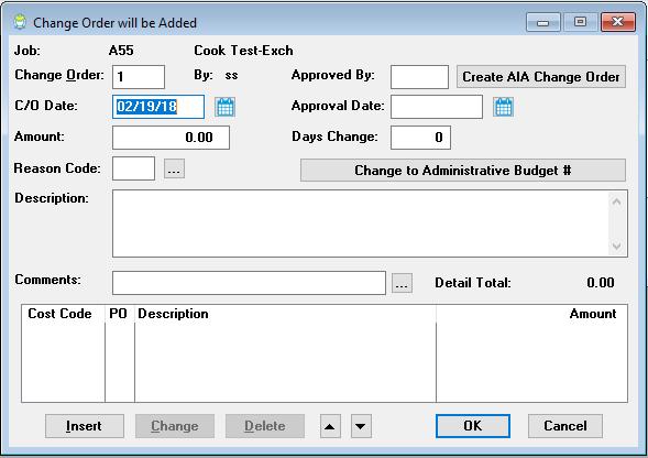 Insert Change Order-Date auto filled Software Report: 5361 When creating a new change order the C/O Date is a required field.