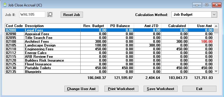 Job Accrual at Closing - JC Menu Software Report: 5241 Added a JC Job Accrual calculation menu under the JC (Job Cost) main menu. The additional Job accrual does NOT have posting ability.