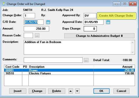 Copy JC Change Order to AIA Software Report: 5283 Added the ability to copy a JC Change Order and have the details automatically created in the AIA Job Change Order.