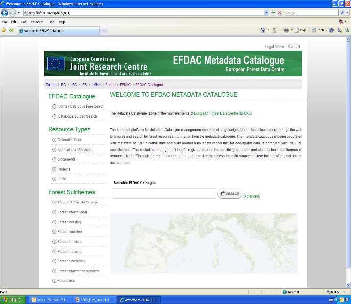 EFDAC Institute for Environment and Sustainability 5 EFDAC entry page Metadata Catalogue Forest
