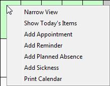 (These can include multiple staff members.) Green Days Days are displayed in green if an individual staff member is selected.