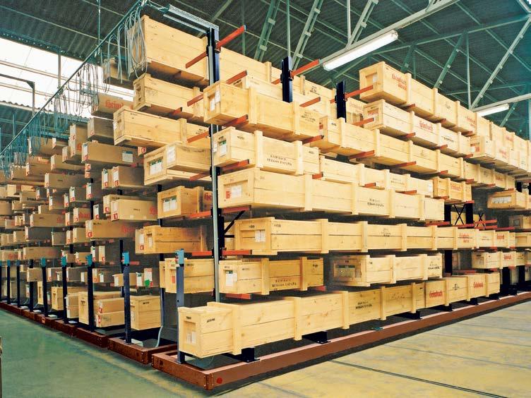 Warehouse with cantilever shelves - For sheets, reels, and large or