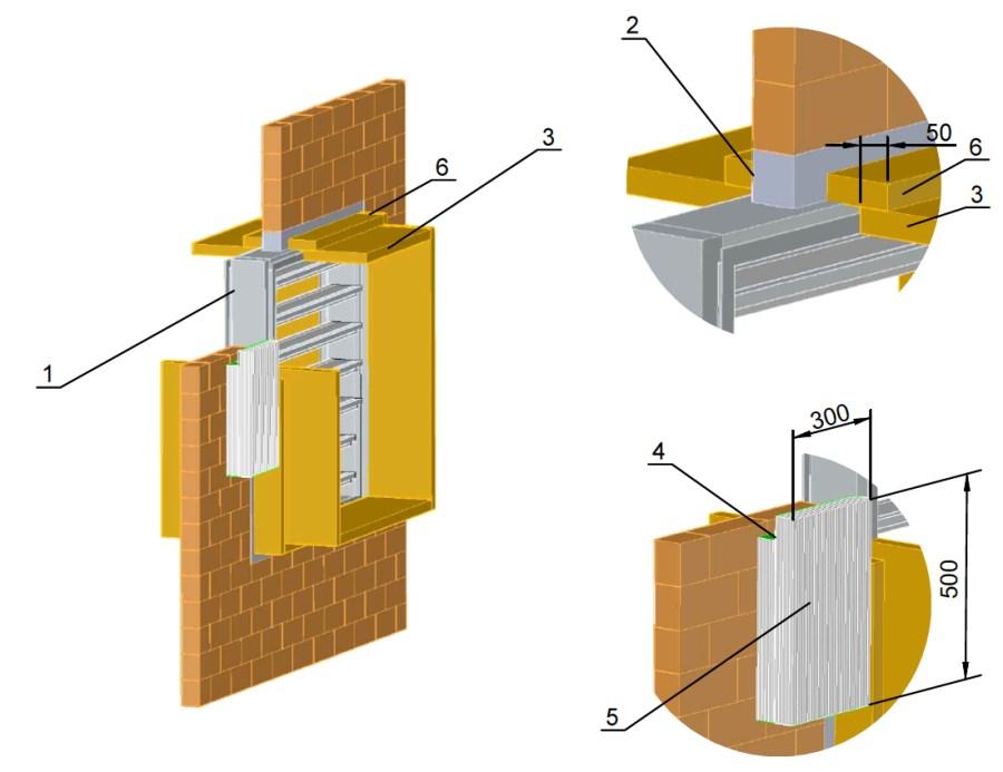 MULTIBLADE SMOKE CONTROL DAMPER INSTALLATION DETAILS IN SOLID WALLS Inside solid walls Multiblade smoke control damper installed in solid wall construction of minimum thickness 100 mm in plaster or