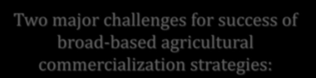 Two major challenges for success of broad-based agricultural