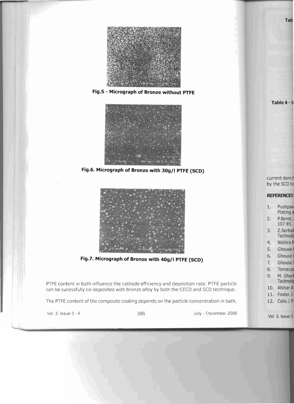 Fig.S - Micrograph of Bronze without PTFE Fig.6. Micrograph of Bronze with 30g1 PTFE (SCD) Fig.7.