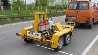 The measurements of rut depth, transverse and longitudinal gradients of pavement surface are made every 1 m, 30 values in total for each pavement structure.