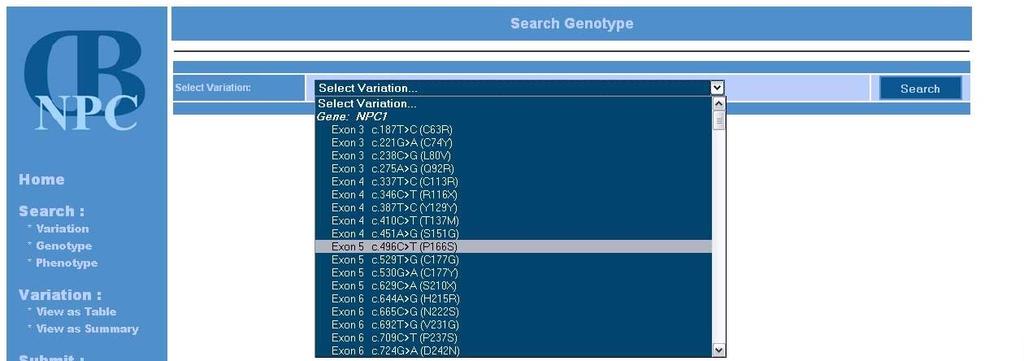 Note that in the Search Genotype mode detailed phenotypic information is displayed for only one patient at a time. 2.3.