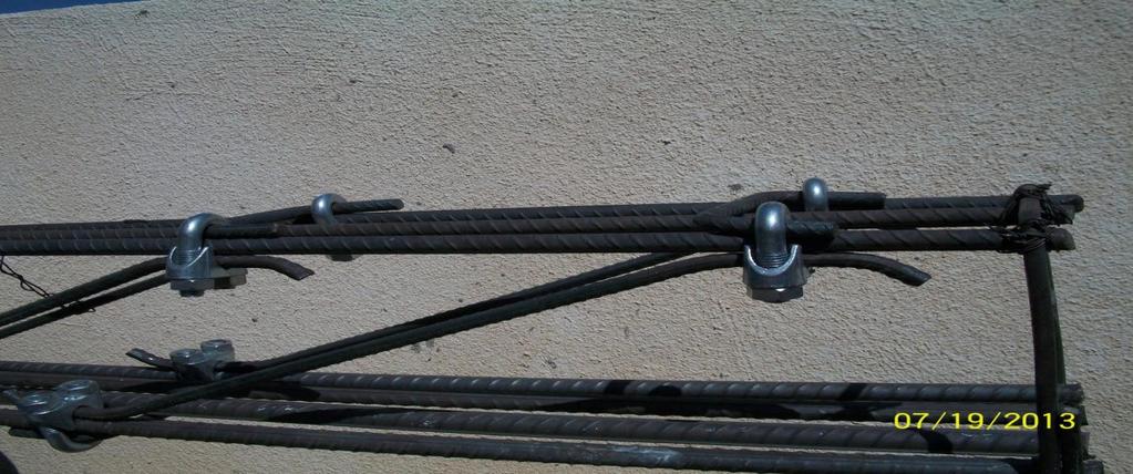 Figure 3: Steel cage reinforcement of the beam, BU, U-link bolted swimmer bars. V.