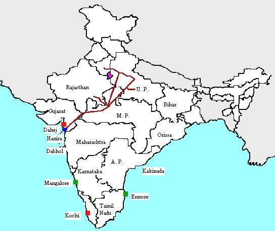 (Cambay Basin), Andhra Pradesh (KG Basin), Assam (Assam-Arakan Basin), Maharashtra (Ex-Uran Terminal), Rajasthan (Jaisalmer Basin), Tamilnadu (Cauvery Basin) and Tripura (Arakan Basin).