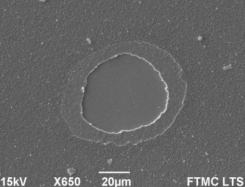 In the incomplete structure of CZTS/Mo/SLG, the minimum diameter of the Mo exposed area was two times larger and was 78 μm with laser spot size of 73 μm.