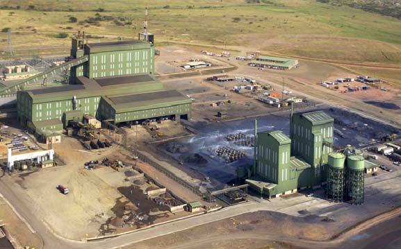 Figure 2 Aerial photograph of the furnace and metal treatment building (upper left hand corner) and slag processing building (lower right hand corner).