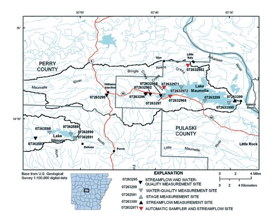 to engage stakeholders to support implementation including best practices for water quality protection. Figure 6. Location of USGS gauging stations.