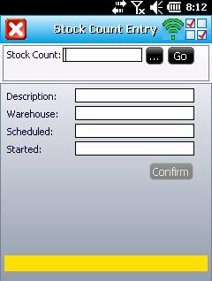4. Stock count entry When first selecting Stock Count Entry from the Warehouse Mobility menu the user is prompted to select a Stock Count to which they will be recording count details.