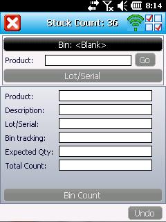 Once a Stock Count is active on the device the user will be presented with the following Count Entry screen upon selection of Stock Count Entry from the Main Menu.