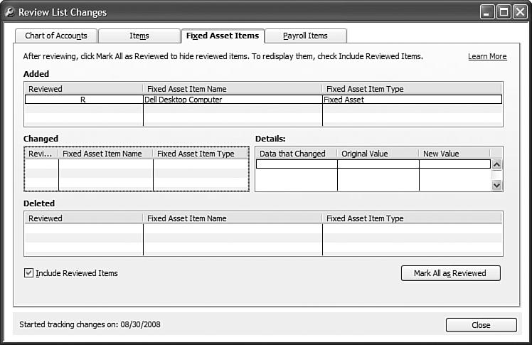 522 Chapter 17 New for 2009! Detecting and Correcting with the Client Data Review Feature Fixed Asset Items Reviewing the purpose of Fixed Asset Items was covered in detail in Chapter 3.