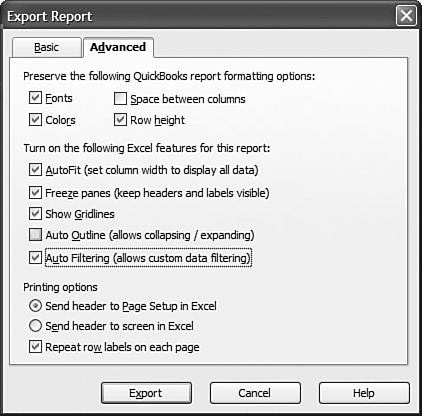 Reporting on Review Activity 565 FIGURE 17.47 Exporting the Audit Trail report with Auto Filtering enabled. 9. Click Export to prepare the workbook from the QuickBooks Audit Trail report. 10.