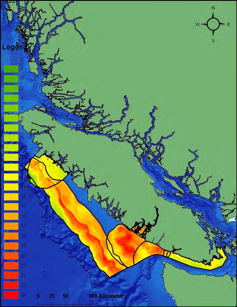 Draft EBSAs for the WCVI, excluding River Mouths and Estuaries: 1) Brooks Peninsula Jets, 2) Shelf Break, 3) Edges of
