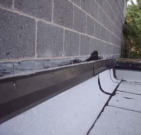 flashing with a 2 ply white modified flashing and capped with a pre-painted 24 ga. coping in a dark bronze color.