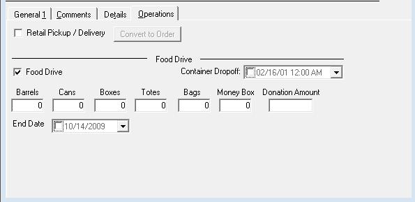 b. Operations Tab Retail Pickup / Delivery when checked, this field identifies this receipt as a retail pick or delivery. It can be used for Agency Store Pickup, Fresh Alliance, Wal-Mart and others.