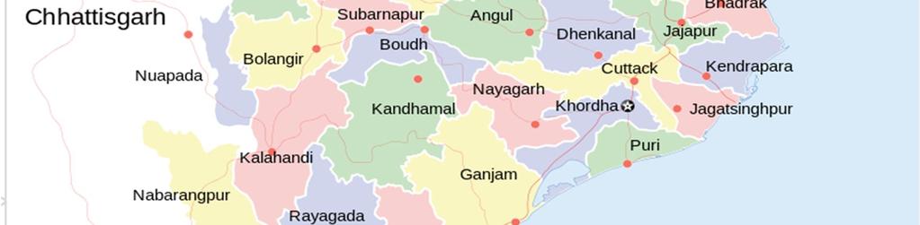 It is surrounded by the states of West Bengal to the north-east, Jharkhand to the north, Chhattisgarh to the west and north-west, Telangana to the south-west and Andhra