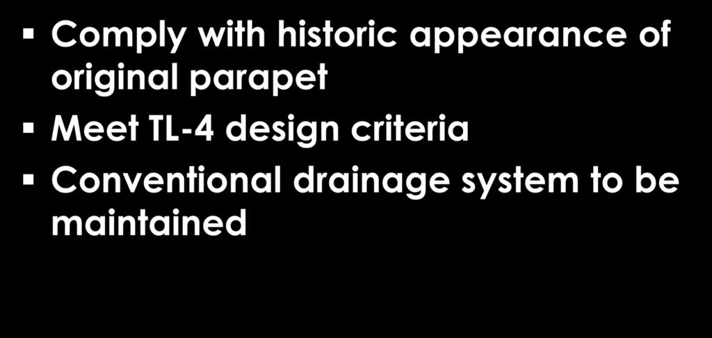 Key Design Elements Comply with historic appearance of original parapet