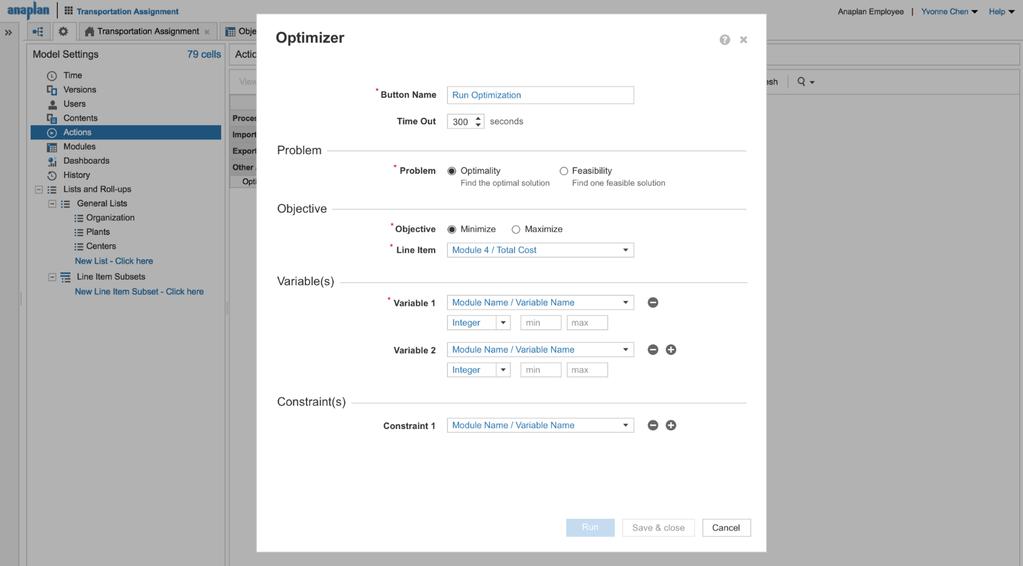 Optimisation with Anaplan Full Anaplan core support UI driven
