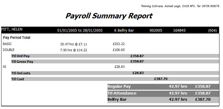 Payroll Summary Report 1 Get a detailed report of the hours worked per person and their payroll