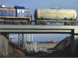 Infrastructure QUAYS: 2 oil products quays 16 m deep 4 liquid chemical quays 13 m 2 general cargo quays 12 m 3