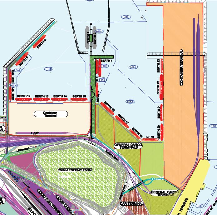 CONTAINER HANDLING IN SILPORT Planned in 2 Phases: 1st Phase- start handling of containers at the end of the 4th quarter 2011 in exis7ng quays 5&6 II III 2 nd Phase- South Terminal 2012;;land