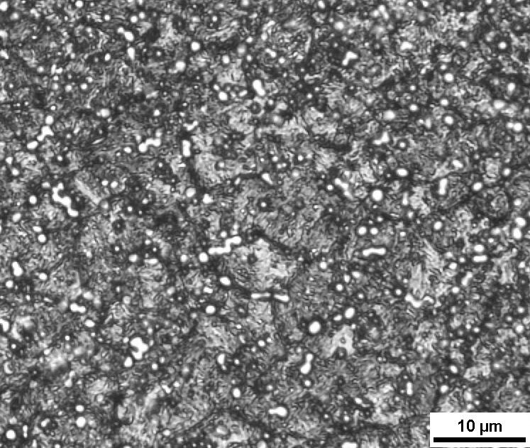 Microstructure of the Vanadis 6 ledeburitic steel after quenching from different austenitizing temperatures, colour etching using
