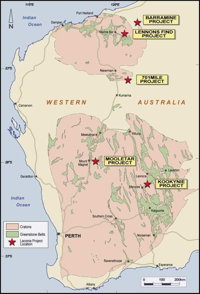 About the Lennons Find project Laconia acquired a 95% interest in the Lennons Find project (M45/368) from Jabiru Metals Limited in March 2011.