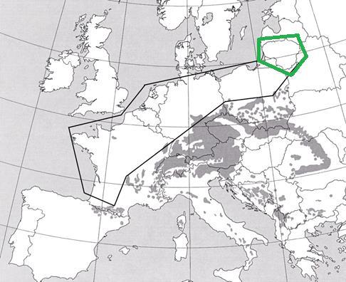 Study site In Lithuania the area of forests cover is 33.5% of the total territory. The prevailing tree species: coniferous 55.5%, with Scots pine dominating (34.