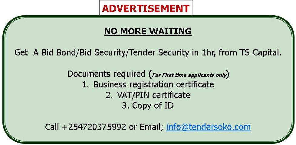 P.O BOX 29-70101 HOLA Tender Documents are available FREE OF CHARGE from the website link listed above. A single application is required per category.